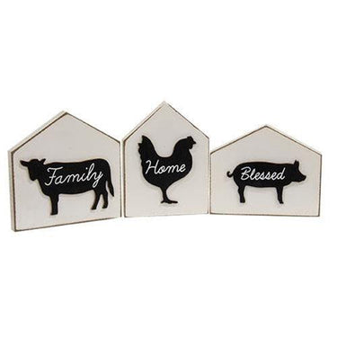 3 Set Farm Animal Silhouettes House Blocks - The Fox Decor
